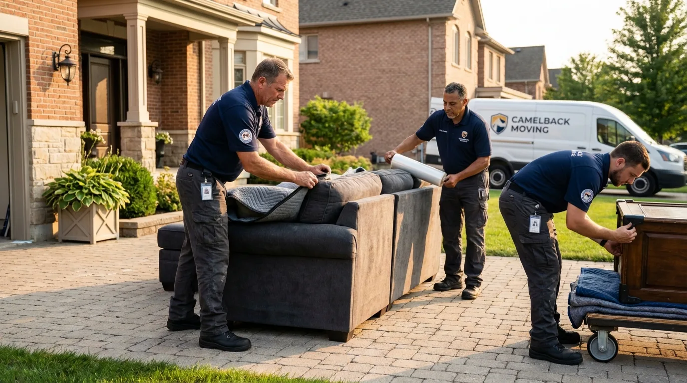 Large estate moving crew wrapping furniture in Buttonwillow, CA